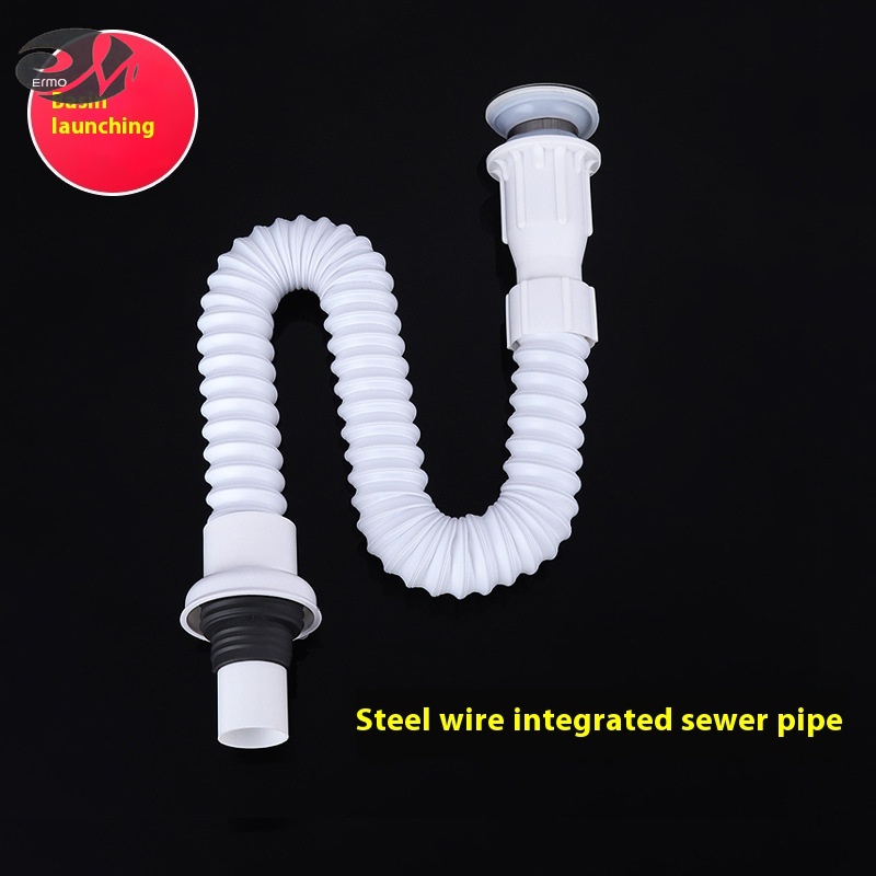 Washbasin sewer pipe, table basin sewer pipe, conjoined sewer pipe, white integrated sewer pipe manufacturer supply