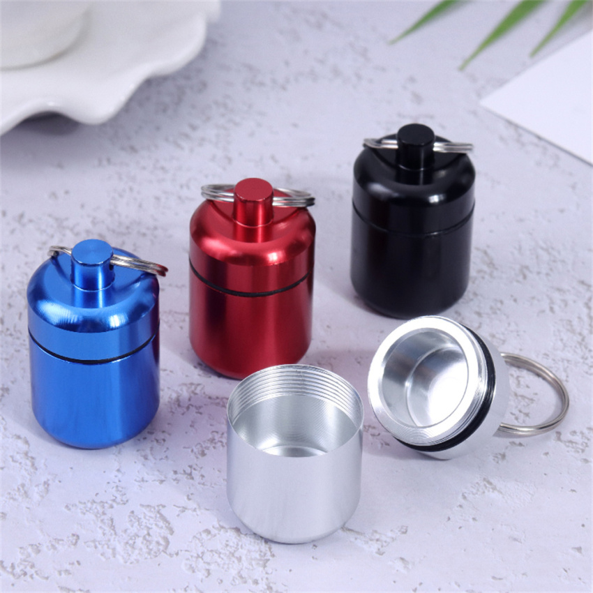 Mini Waterproof Metal Alloy Pill Box Case Bottle Cache Dr-ug Holder Container Keychain Medicine Box He-alth Care For Travel