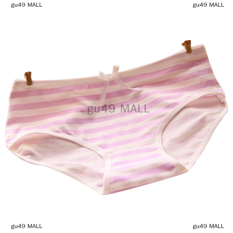 gu49 MALL Women Lovely Cute Underwear Stripes Bow Cotton Briefs