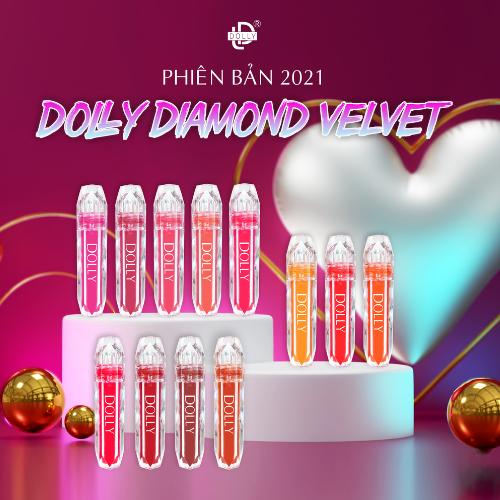 Son kem lì siêu mịn môi DOLLY DIAMOND [Màu Đỏ đào]