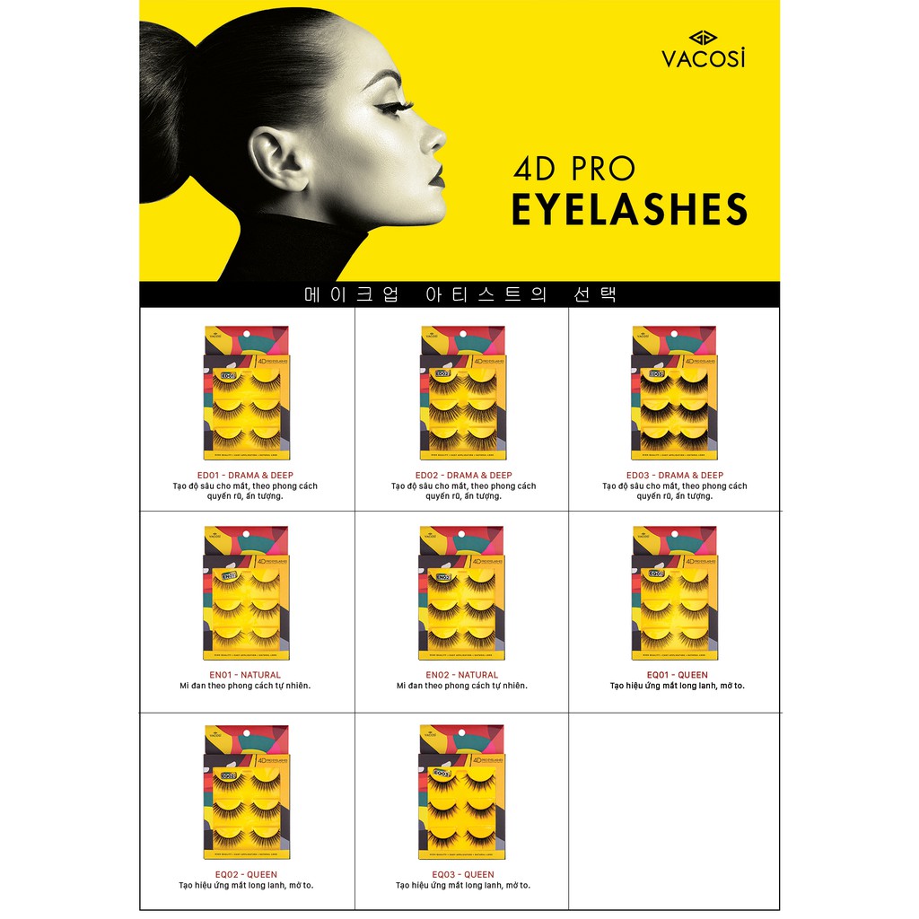 [HCM] Hộp 3 Cặp Lông Mi Giả Vacosi 4D Pro Eyelash