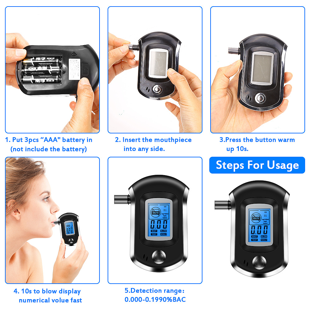 Professional LCD Backlight Display Detector Digital Breath Alcoholmeter Tester Auto Driving Safety Detection Device Tool