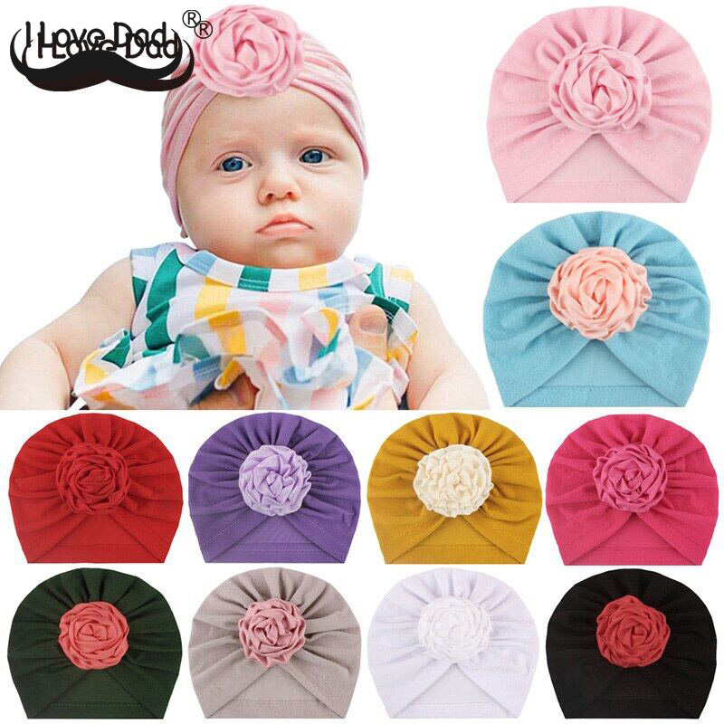 Big Flower Baby Hat Spring Autumn Infant Toddler Girl Bonnet Turban Elastic Soft Kids Newborn Beanie Cap