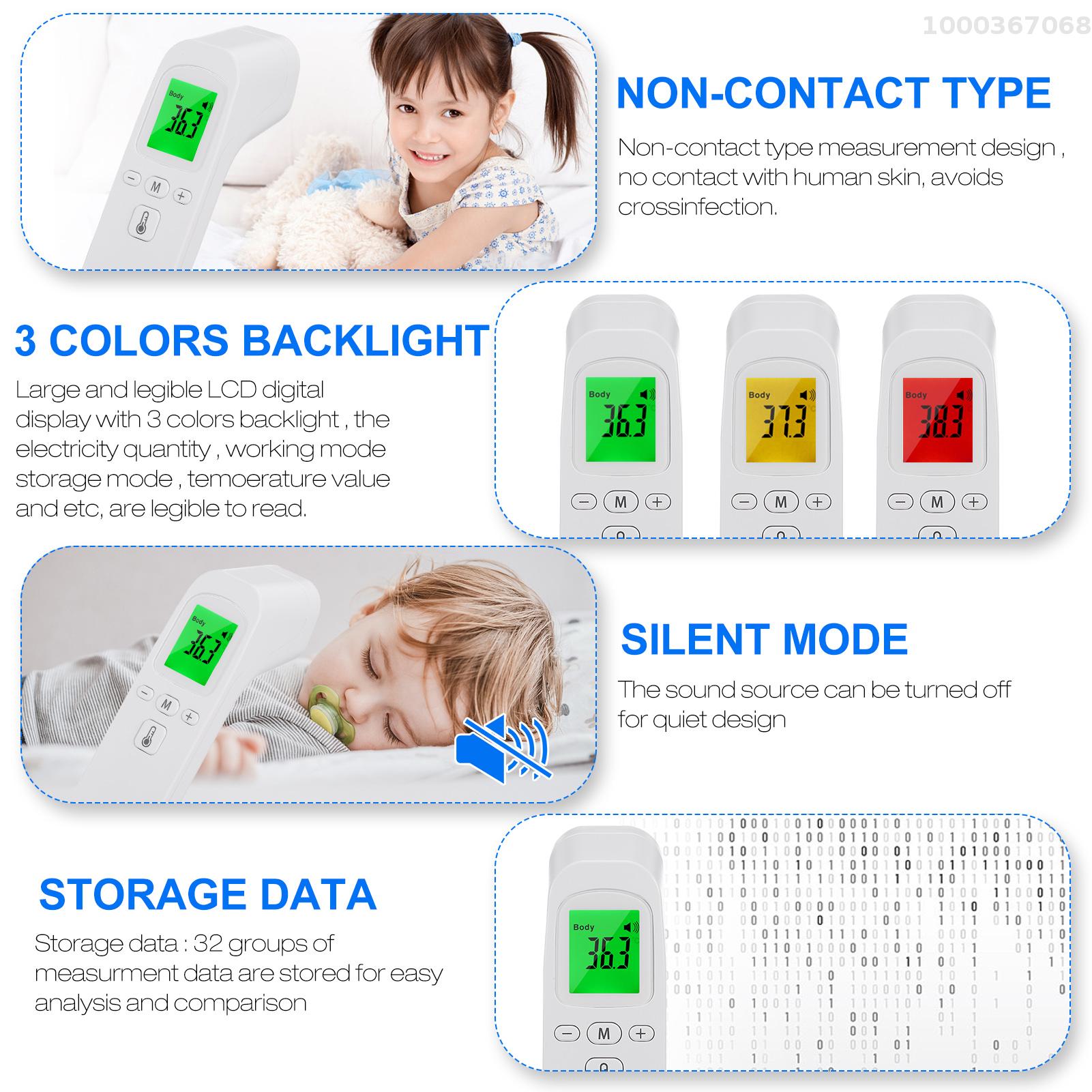 Digital thermometer, non-contact body temperature high-precision measuring device thermometer with fever alarm