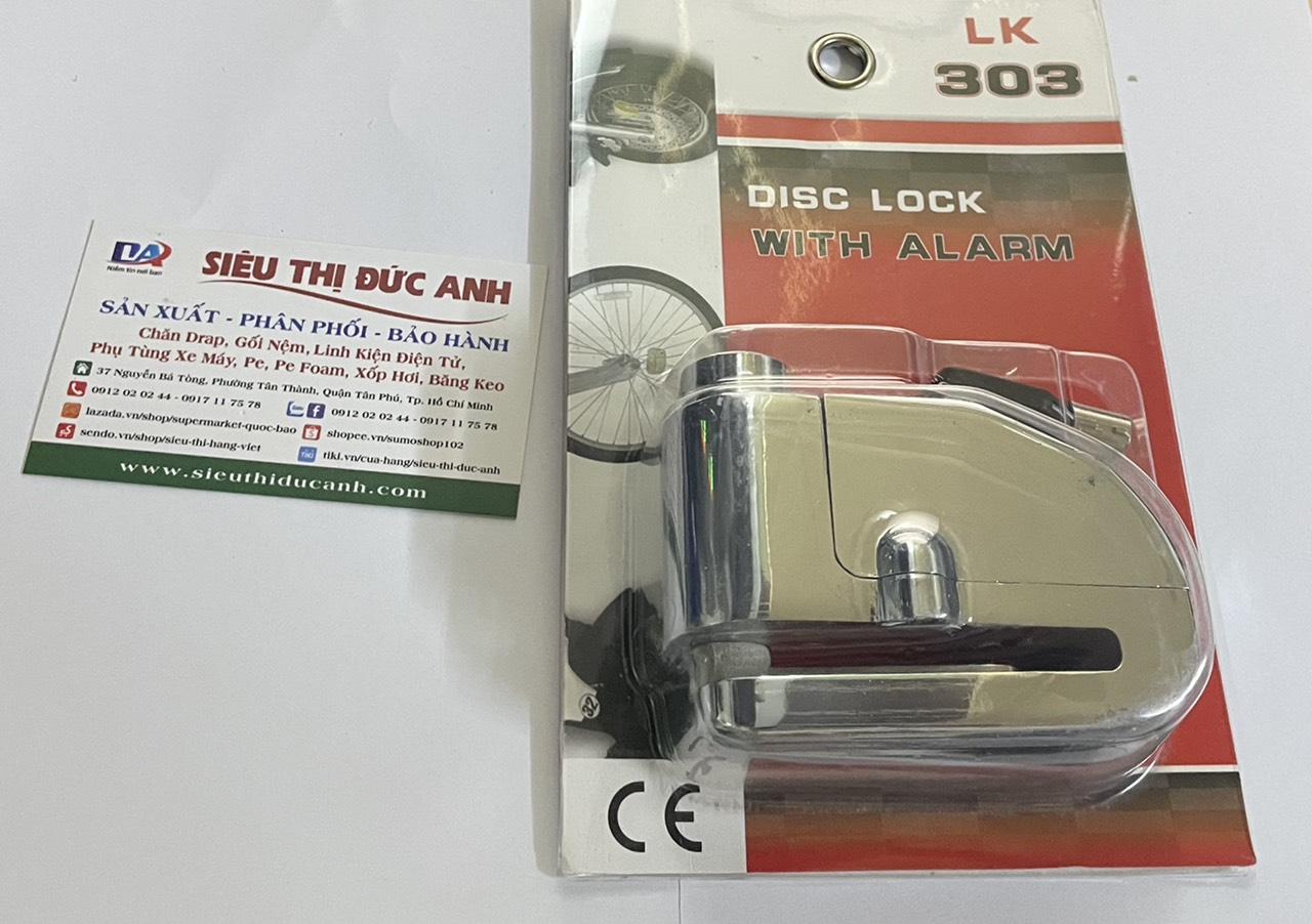 Ổ Khóa đĩa báo động còi hú chống trộm xe máy ALARM 303 chìa tròn