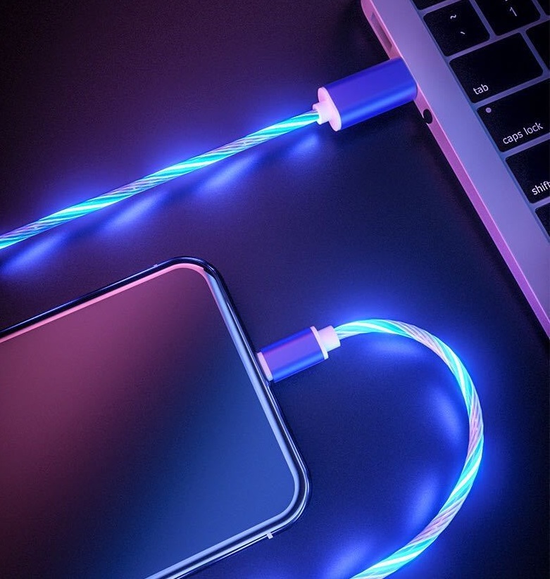 Cáp sạc điện thoại iPhone, Android, Type C có đèn Led