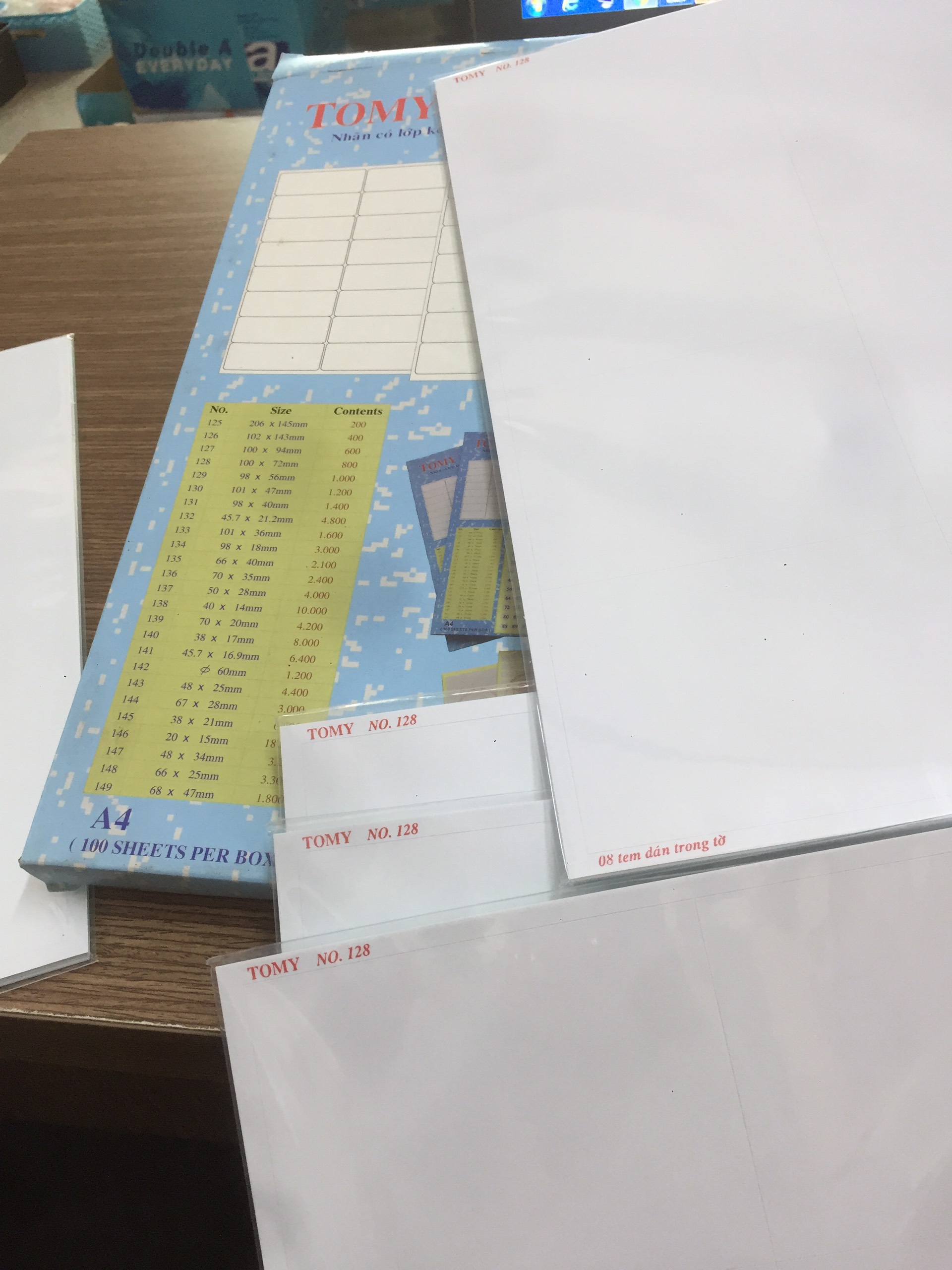 Giấy decal in mã vạch Tomy A4 - Xấp 100 tờ