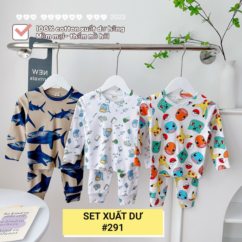 Set 3 bộ dài tay xuất dư bé trai