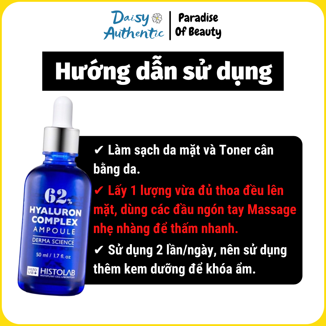 Tinh Chất Cấp Ẩm, Phục Hồi Histolab 62% Hyaluron Complex Ampoule Derma Science Serum 50ml