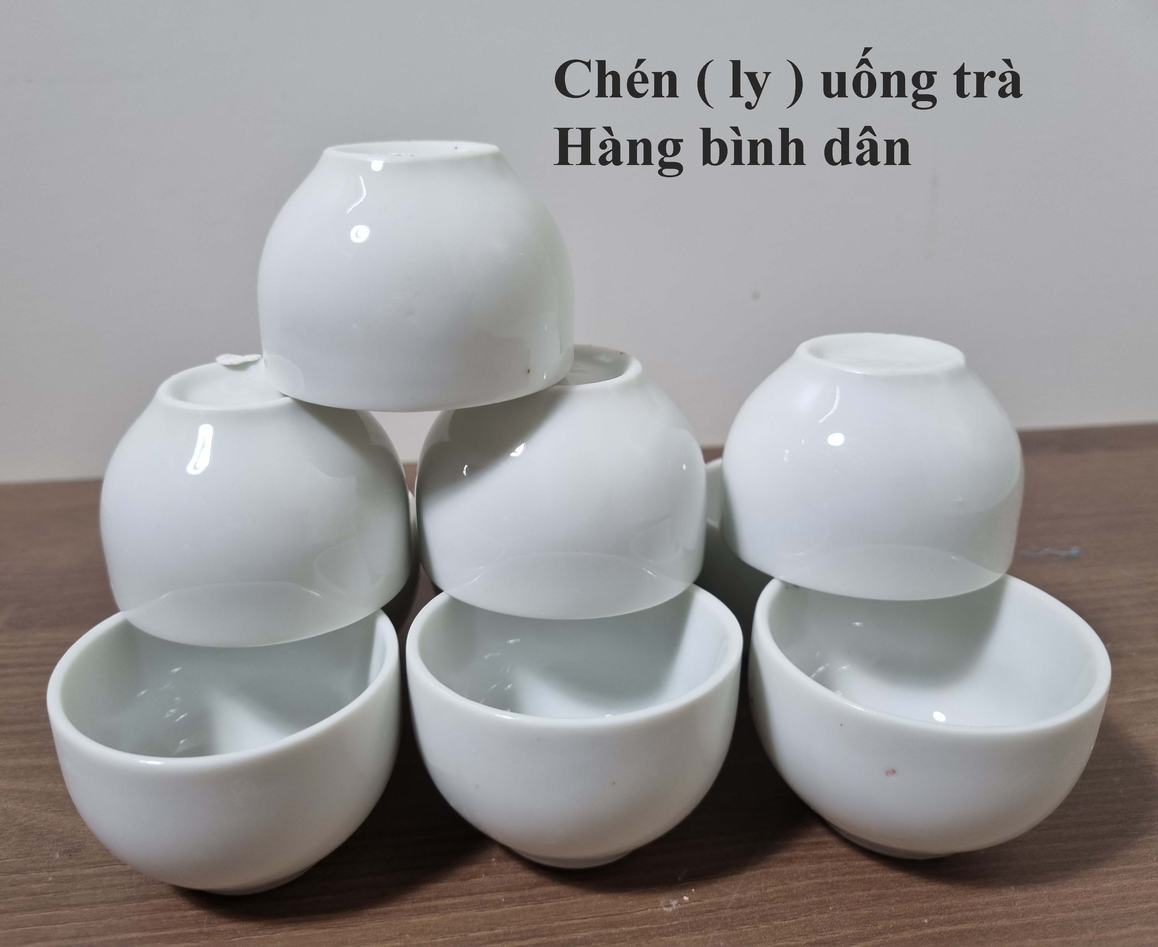 10 chén trà ( ly, tách ) trắng không quai, hàng bình dân, dùng để uống trà