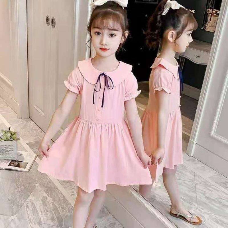 Angugu girl dress spring and autumn 3 to 4 to 5 to 6 to 7 to 8 to 9 to 10 to 11 to 12 years old dress short sleeve cotton dress for little girl princess dress for children