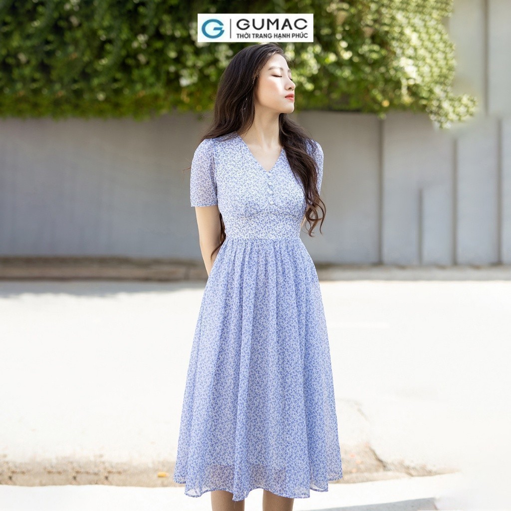 [15 - 17.6 |Voucher 8-15%] Đầm nữ xòe xếp ly thời trang GUMAC DD07030