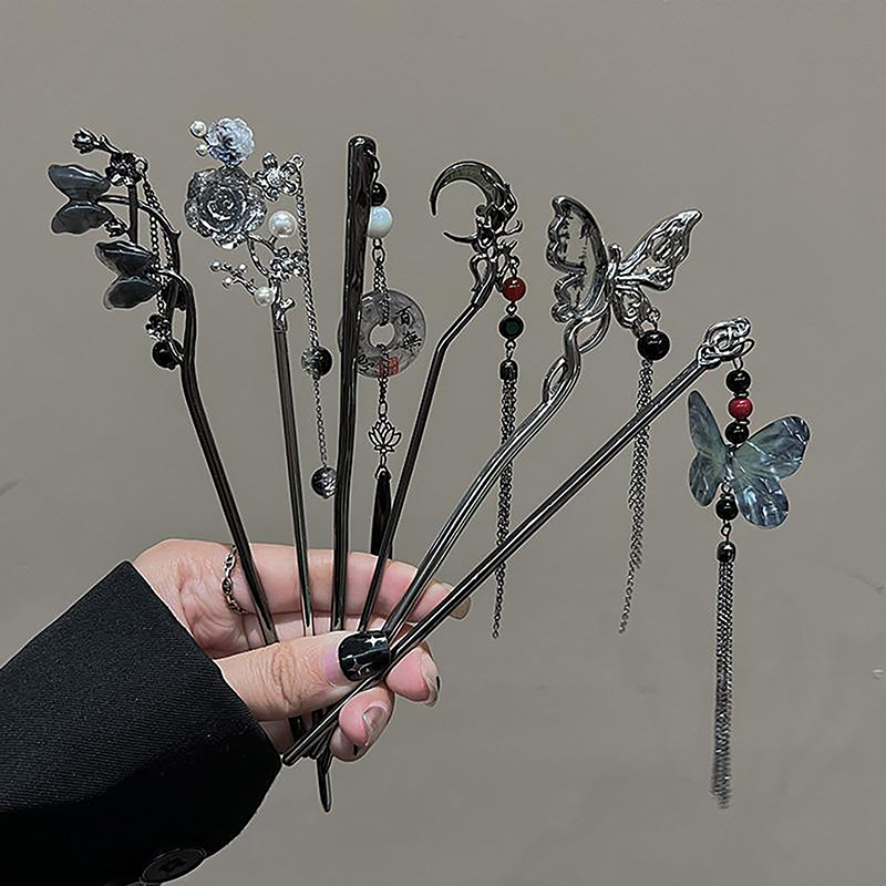 Retro Elegant Ancient Style Butterfly Tassel Hair Stick For Women Girls Classical Hairpin Chinese Cheongsam Hair Accessories.