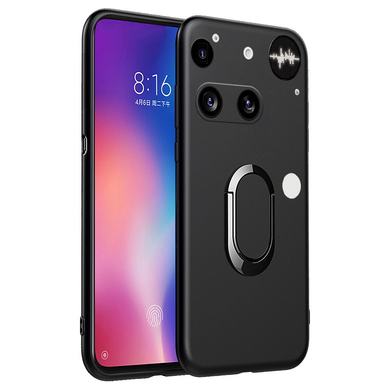 For Nothing Phone 3 Phone Case Soft Silicone Metal Ring Kickstand Bracket 360 Degree Rotation Car Holder for Nothing Phone 3A Pro Cover Casing HP.