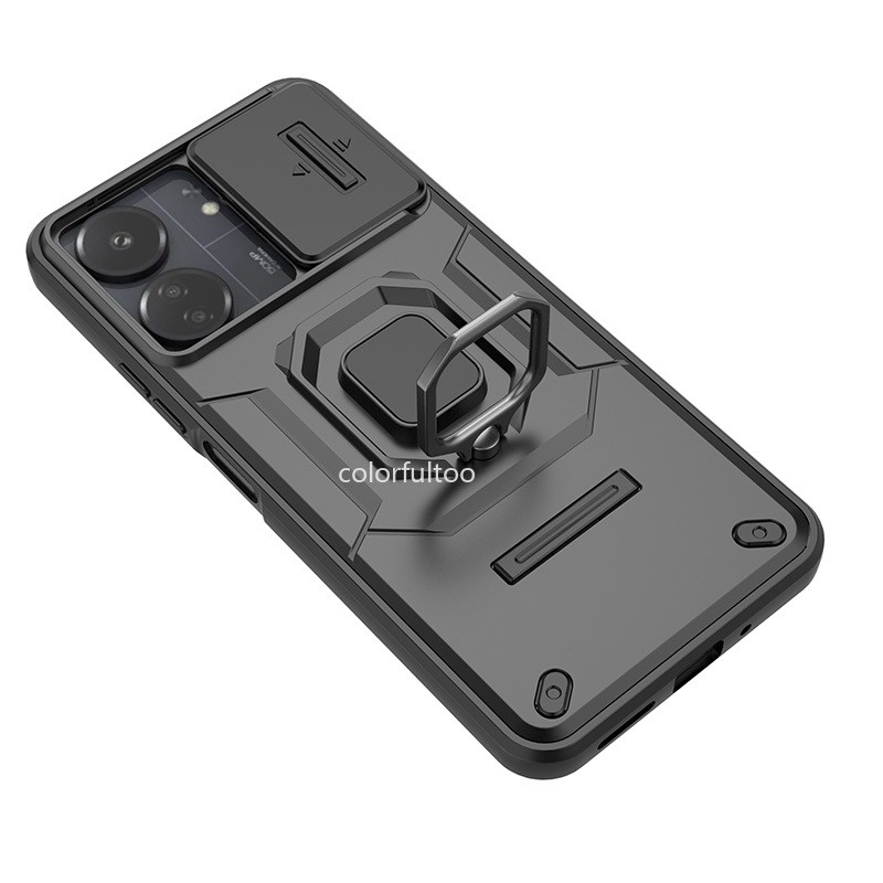 Áo giáp Ốp chống sốc cho Xiaomi Redmi 13C 13 C C13 redmi13c 4G 2023 đẩy kéo trượt camera cứng bảo vệ viền nâng PC Vỏ điện thoại chống mùa thu đứng giá đỡ xô bìa sau