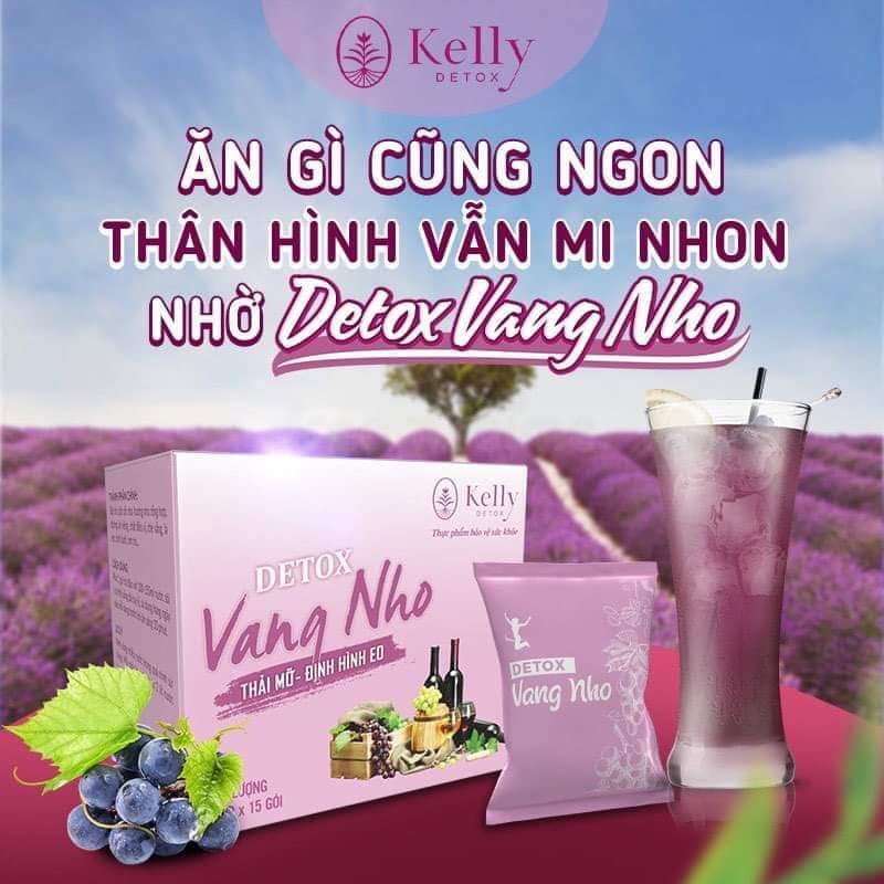 Kelly Detox Giảm Cân Trái Cây Vang Nho - Tan Mỡ Định Hình Eo