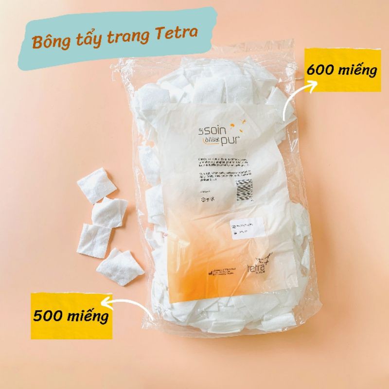 Bông tẩy trang pháp 500/600 miếng tetra