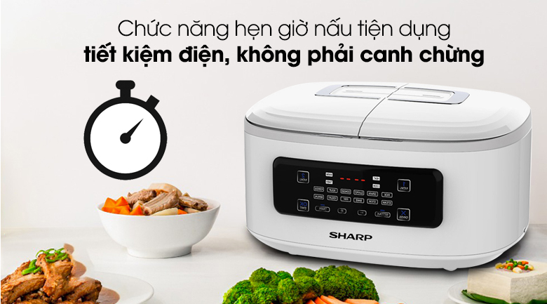 Nồi cơm 2 ngăn đa năng Sharp 1.8 lít KN-TC50VN-WH (Mẫu trưng bày mới 99% không thùng)