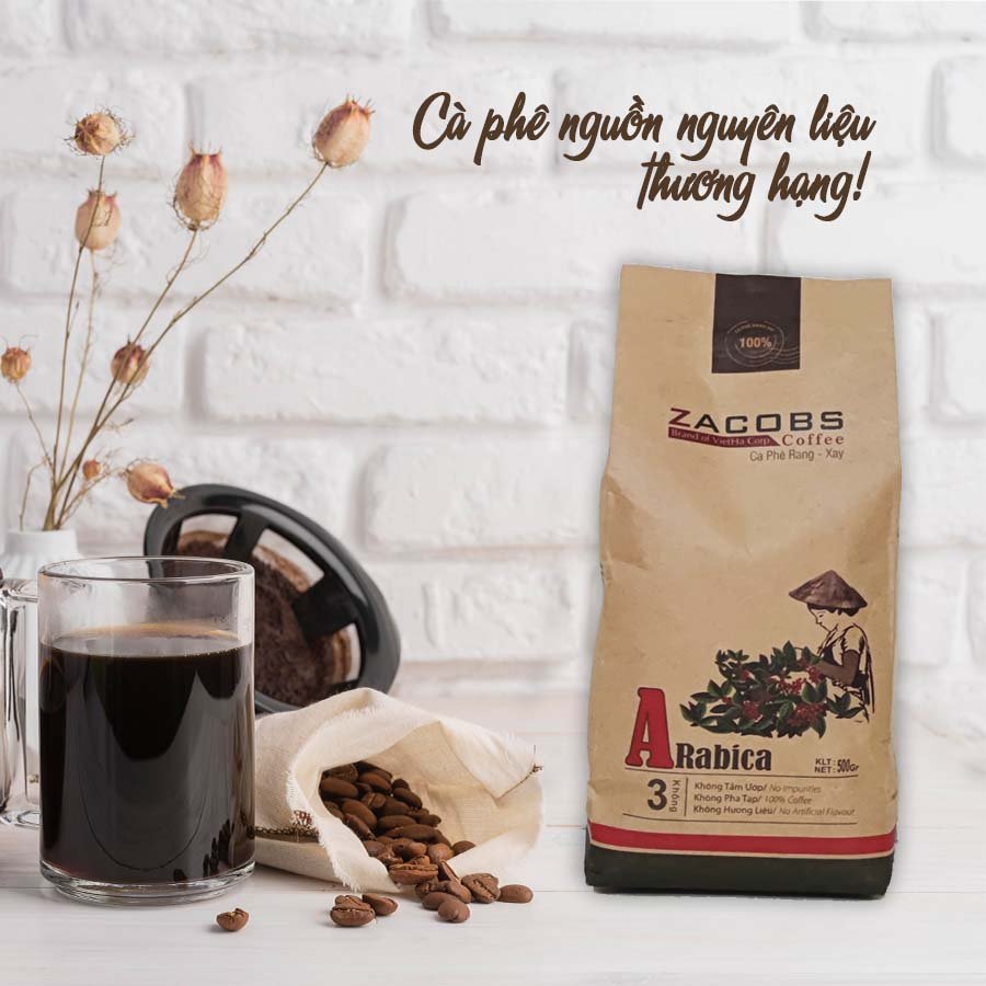 Cà phê Arabica Cầu Đất nguyên chất rang mộc 500gr