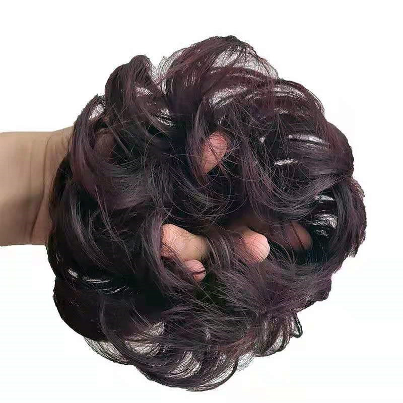 Real Fake Hair Ring Rubber Band Hair Bun Hair Pull Flower Small Ball Flower Bud Fluffy Curly Big Hair Ring. 
