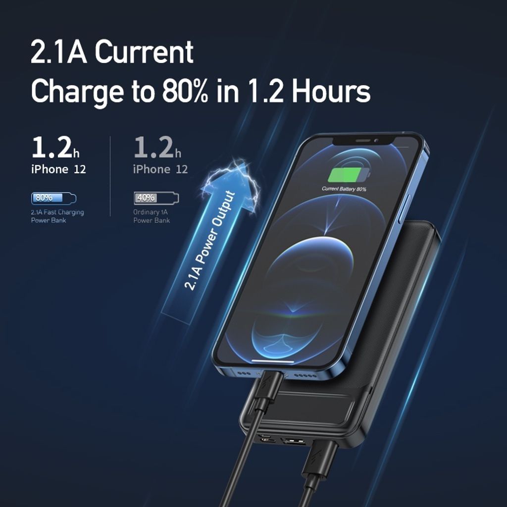 Awei P6K 20000mAh Dual USB Port Fast Charging Power Bank techexbd.