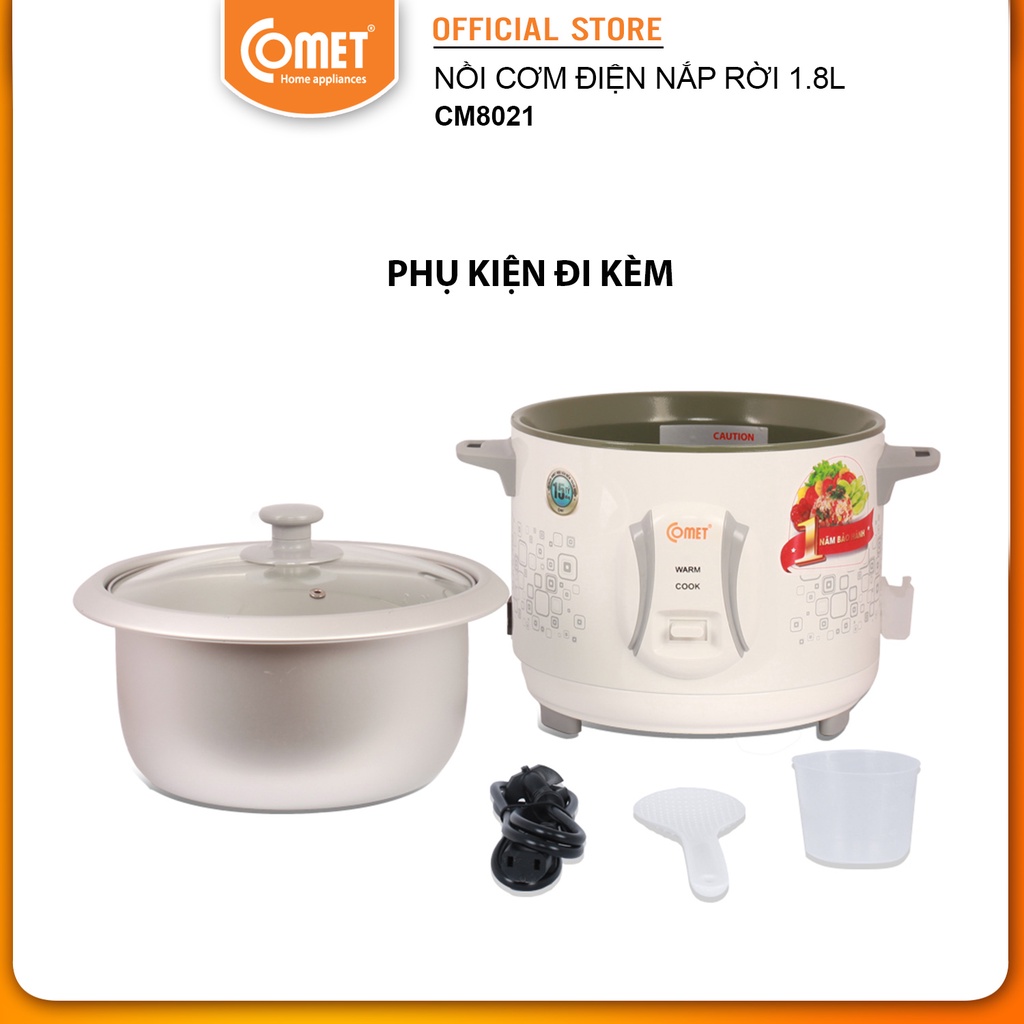 Nồi cơm điện nắp rời 1,8L COMET - CM8021