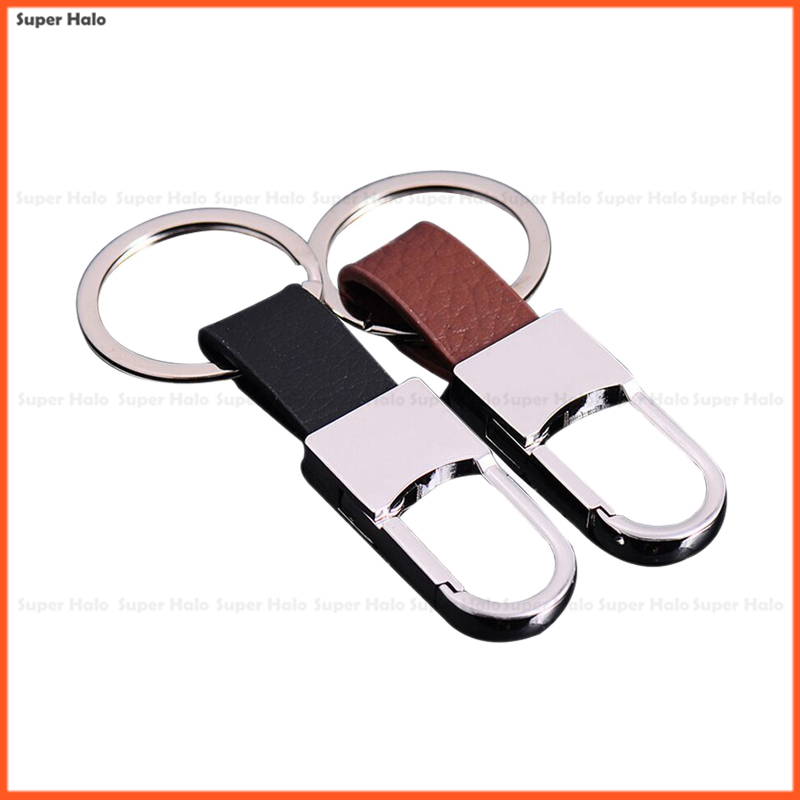 【Customized】 Leather Strap Keyring Motorcycle Keychain Car keychain-No logo-black