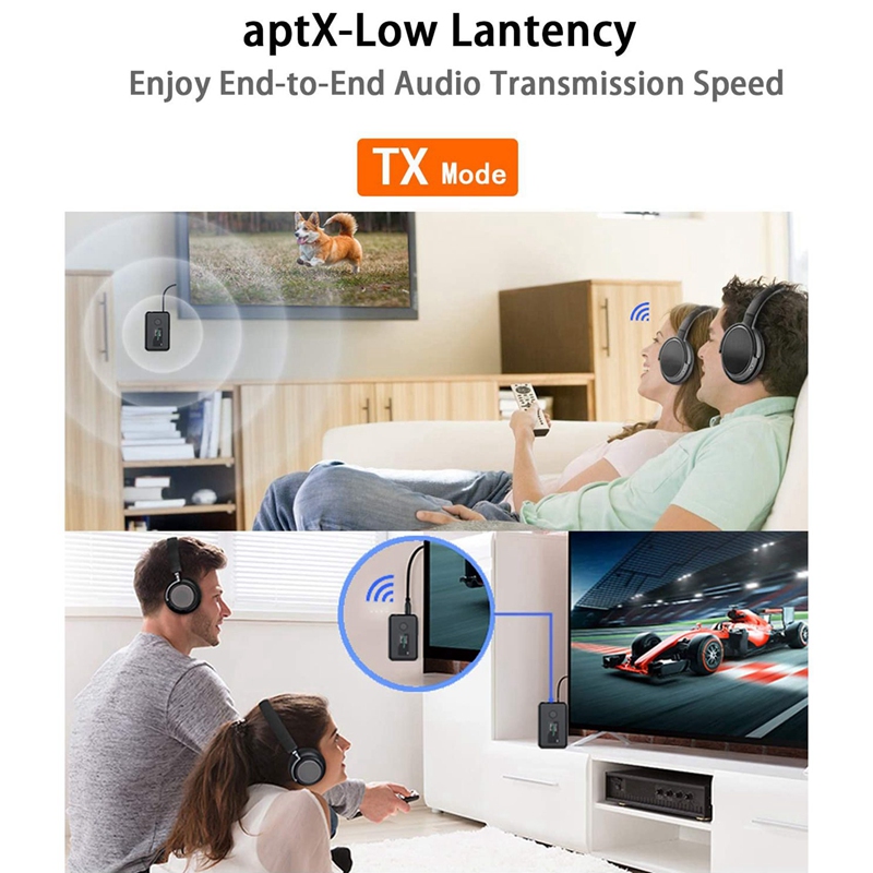 Bluetooth 5.0 Transmitter & Receiver with OLED Screen, 2-In-1 Wireless 3.5mm Bluetooth Adapter, Low Latency