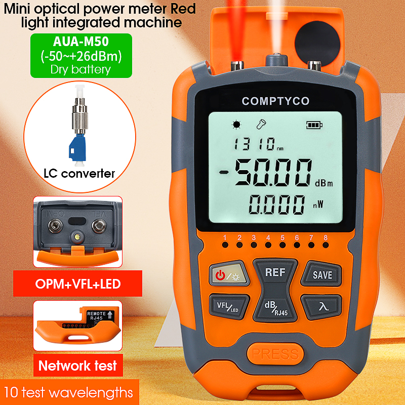 COMPTYCO AUA-M50 Mini 4 in 1 Multifunction Optical Power Meter Visual Fault Locator Network Cable Test optical fiber tester
