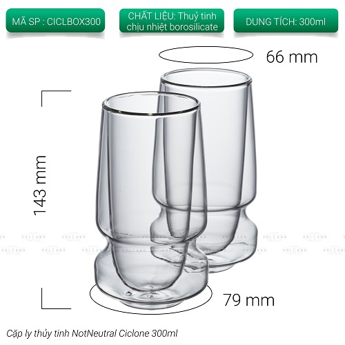 Cặp ly thủy tinh NotNeutral Ciclone Demitasse cà phê 2 lớp