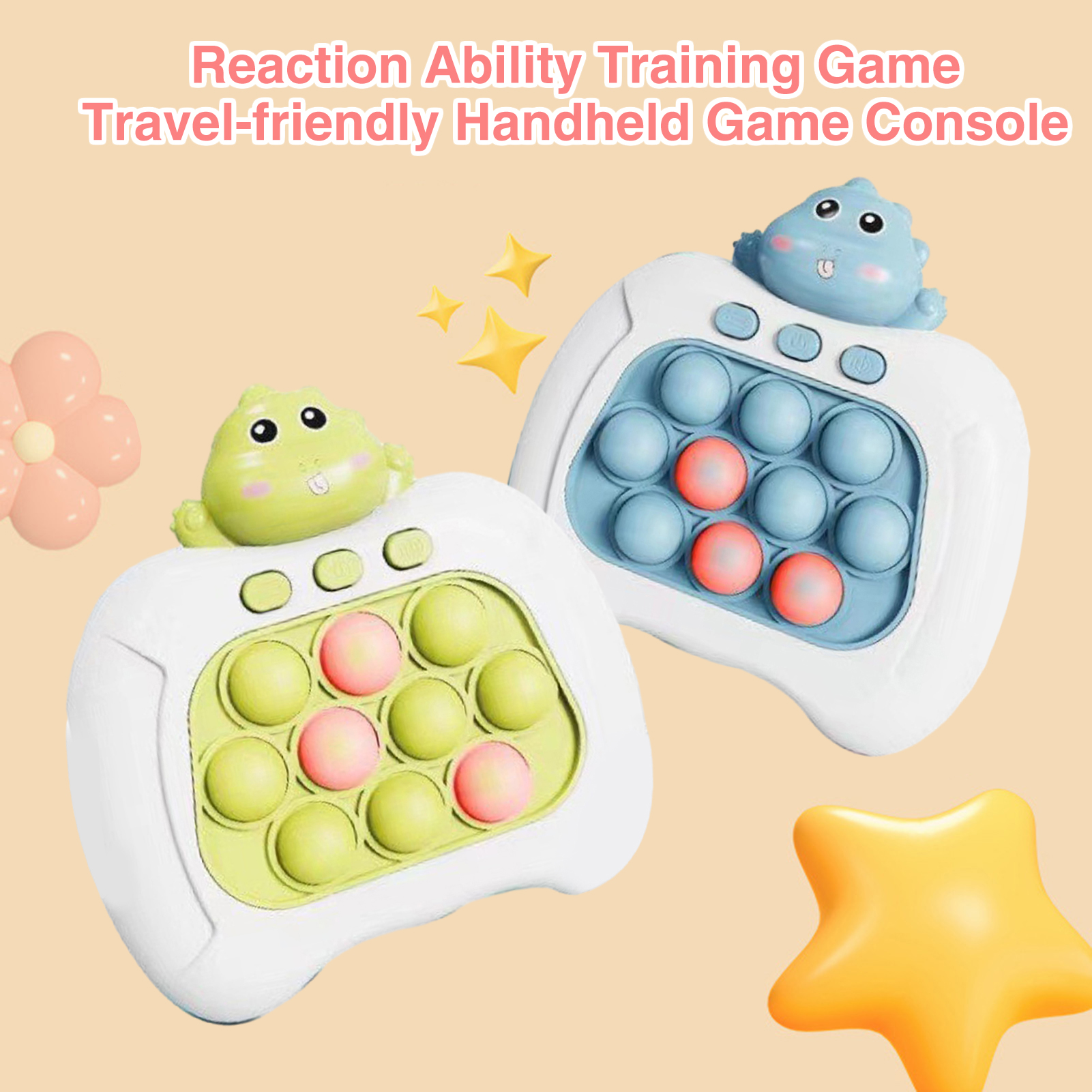 microgood Kids Push Bubble Game Console with 4 Modes Handheld Whack-a-mole Toy Interesting Reaction Training Challenge Games Kill Time Stress Relief Toy Birthday Gift for Boys Girls
