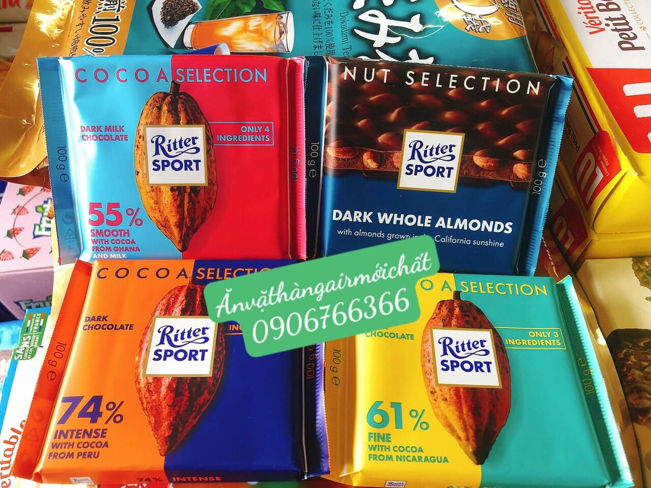 [DATE MỚI 11/2026]Socola Đức Ritter Sport Đủ Vị Thanh 100 Gram