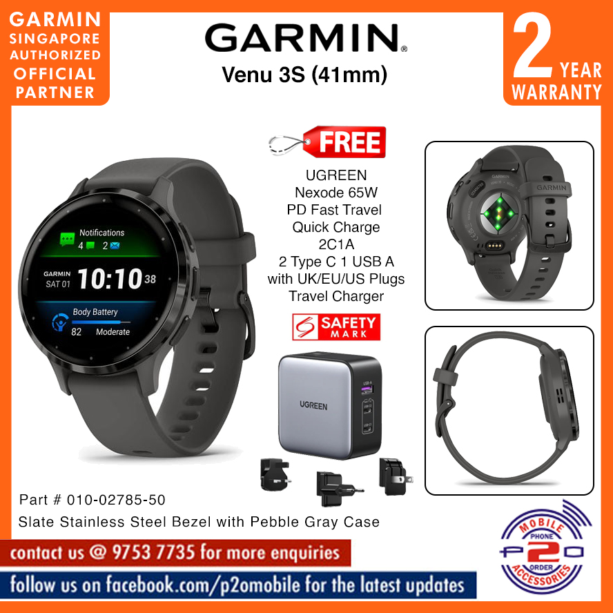 Garmin Venu 3S, GPS, Smartwatch, 41mm, Pebble Grey/Slate