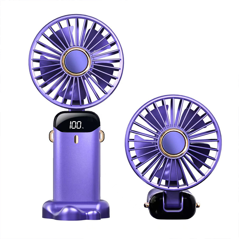 KAIMEIDI USB Handheld Fan Mini Portable Student Small Fan Digital Display Folding Aromatherapy Small Electric Fan