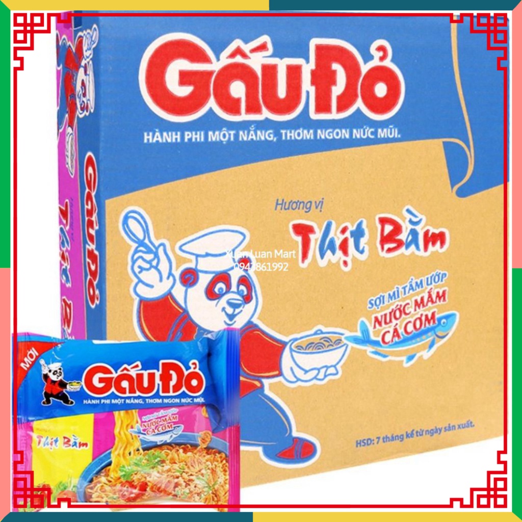 Thùng mì gấu đỏ 30 gói x63g/date mới
