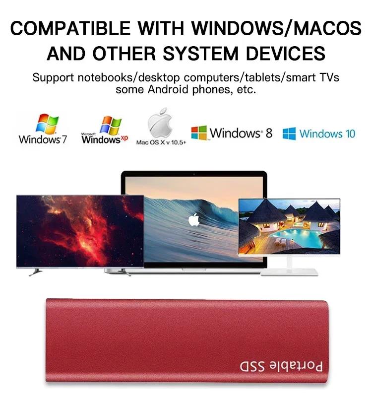 High Speed Portable SSD 1TB External Solid State Drive USB3.1 Type-C Interface Hard Drive Mass Storage Disk for Laptop/Mac/Phone.