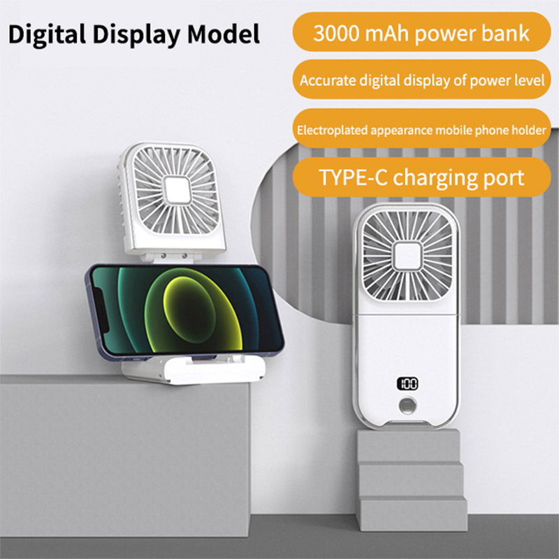 SADA Digital display hanging neck fan Cross-border USB charging desktop folding portable handheld small fan