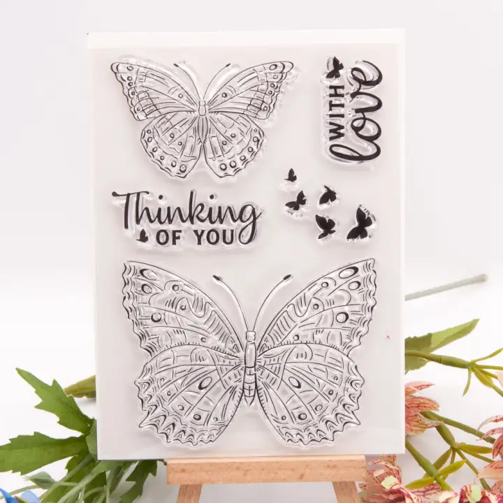 【Hot New Release】Butterflies Transparent Clear Silicone Stamp for Seal DIY Scrapbooking Photo Album Decorative Clear Stamp Sheets
