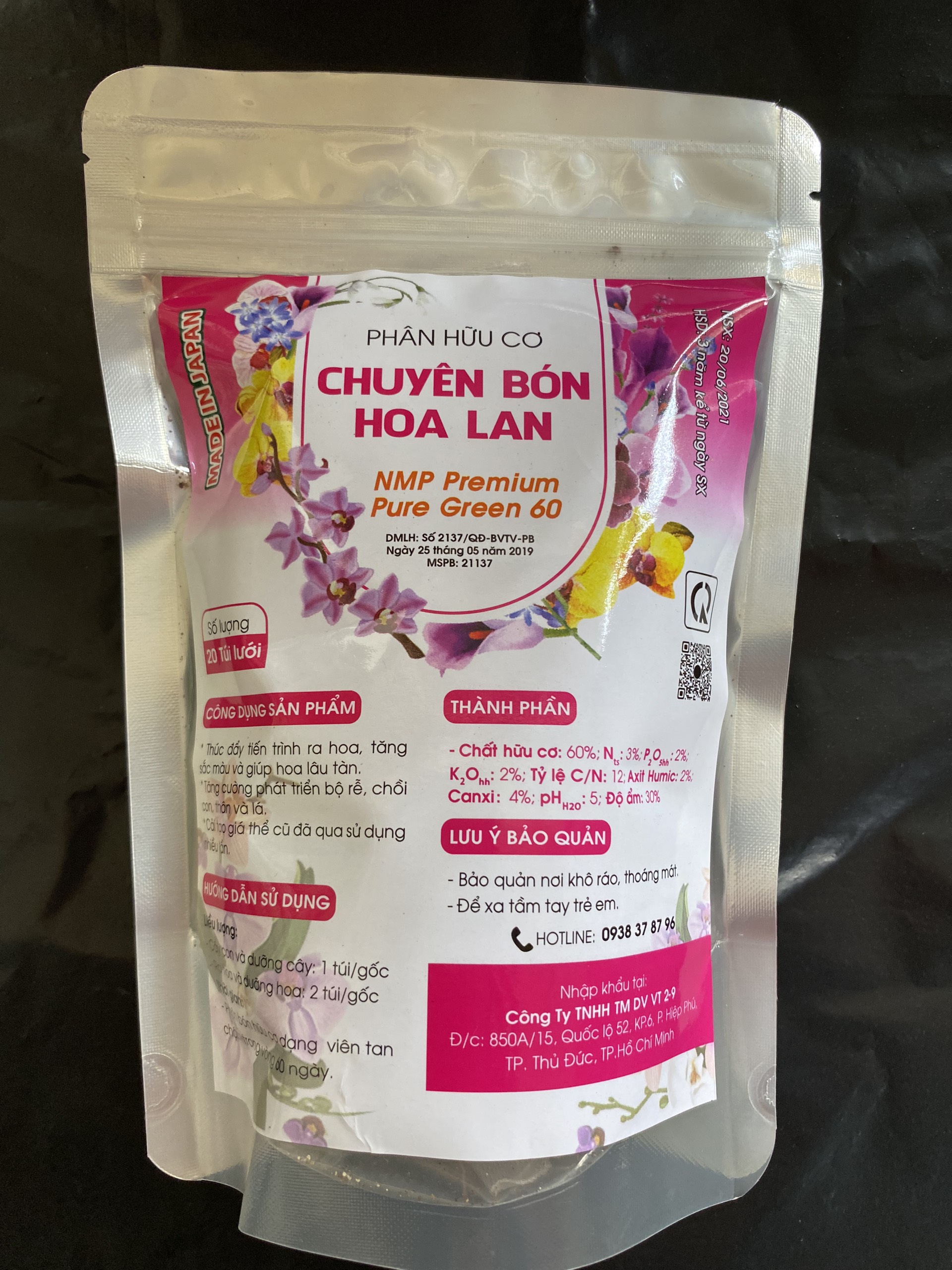 [HCM] Phân hữu cơ NHẬT tan chậm chuyên bón cho HOA LAN (20 túi lưới)