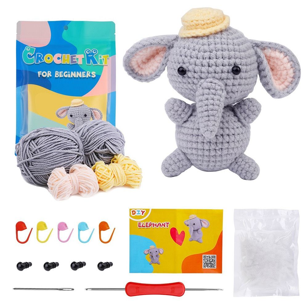 X CRAFT HOME with Step-by-Step Video Tutorials Beginners Crochet Kit Yarn Polyester Fiber Knitting Kits Learn to Crochet Kits Casual Crochet Animal Kit Adults Kids