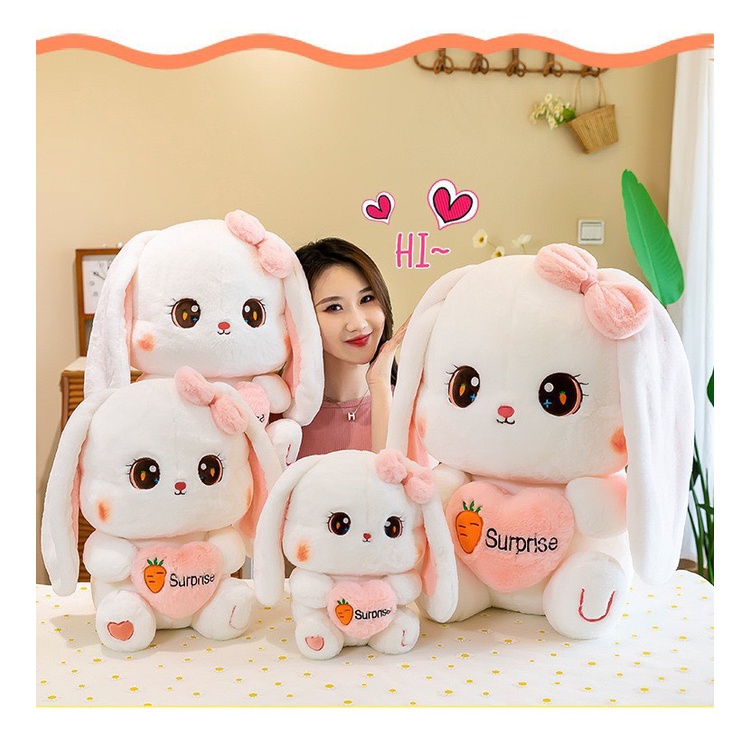 Gấu bông thỏ ôm trái tim, thỏ trắng tai dài siêu hot trend - thingkids