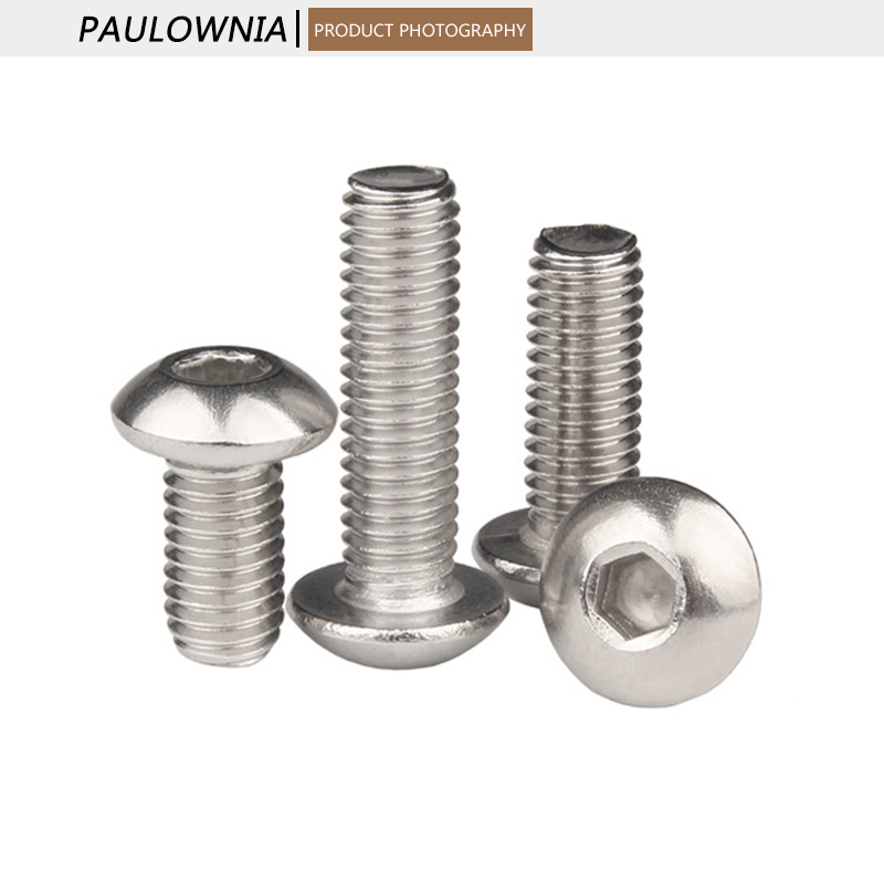 M3 M4 304 Stainless Steel Button Head Hex Hexagon Socket Screw Round Head Allen Bolt Machine Screws Length 3mm -70mm Millimeters