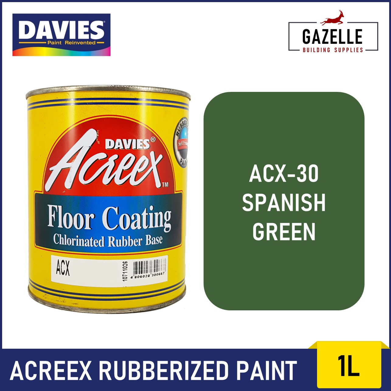 Davies Acreex Rubberized Floor Paint Spanish Green 1L Lazada PH