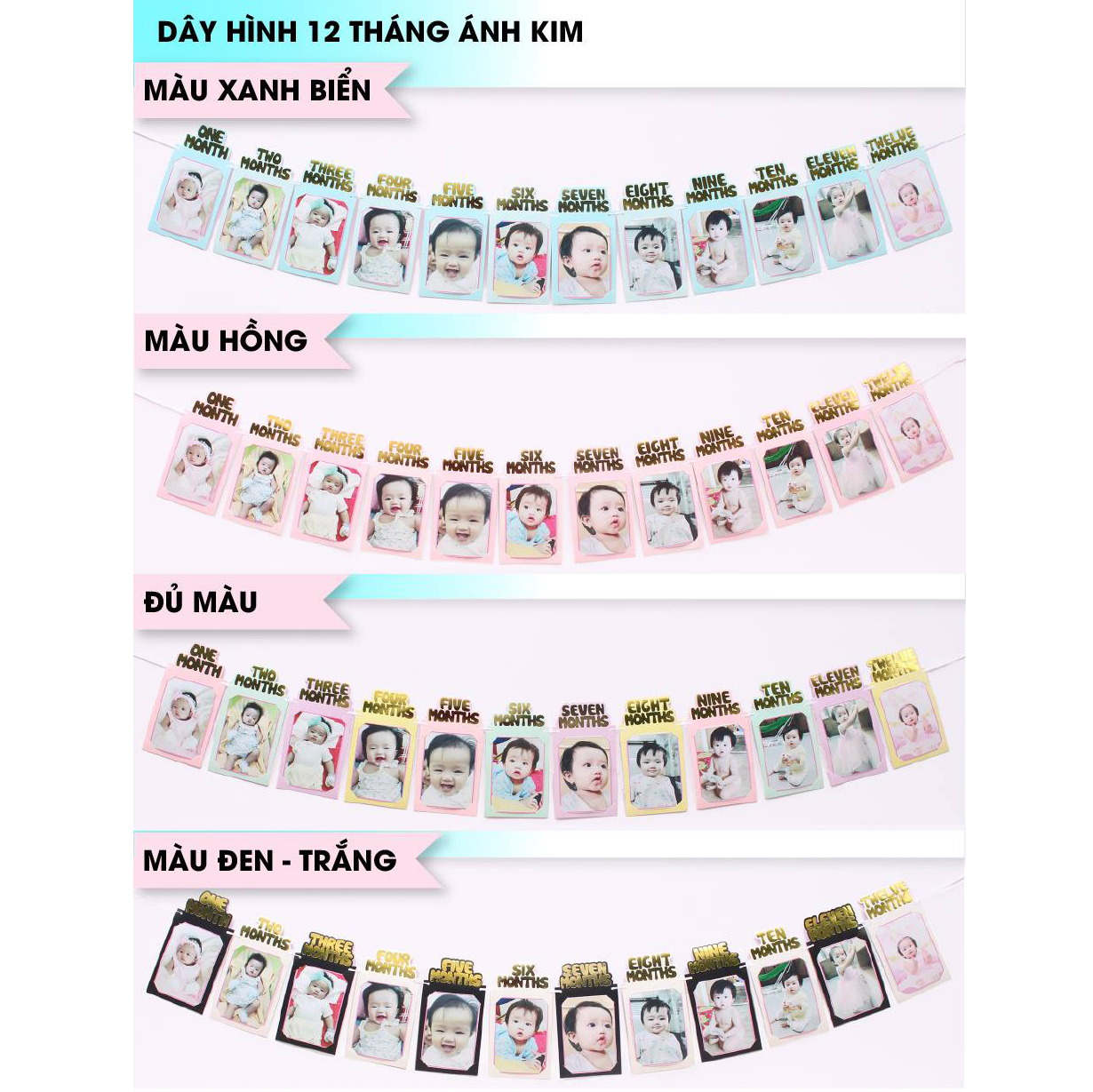 12-Month Paper Picture Frame Hanging String
