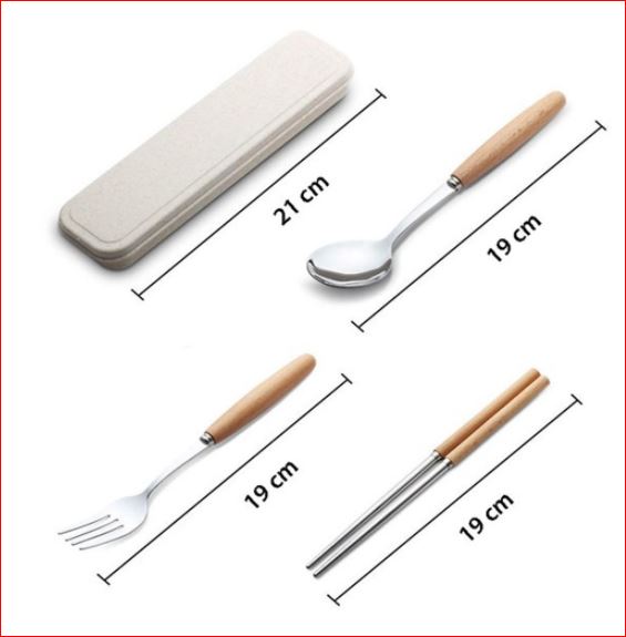 Bộ thìa đũa lúa mạch 3 món kèm hộp.