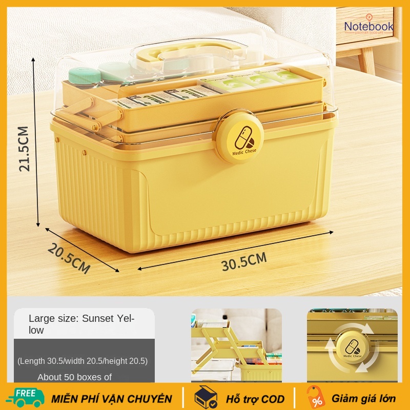 Hộp đựng thuốc nhiều tầng hộp đựng thuốc gia dụng hộp đựng thuốc dung tích lớn hộp đựng thuốc cấp cứu y tế cỡ lớn trong suốt