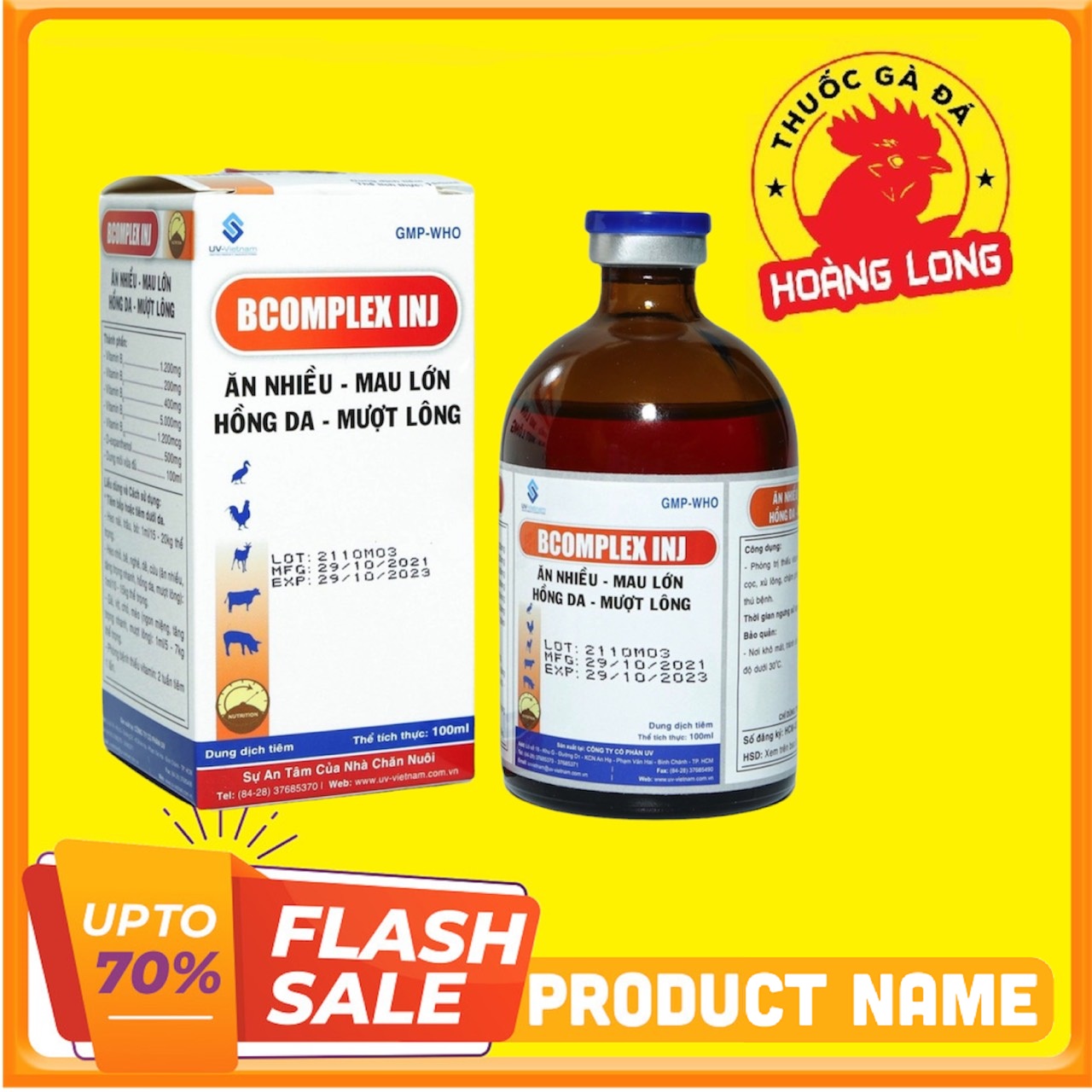 UV BECOMPLEX kích thích ăn nhiều, bóng lông dinh dưỡng và trao đổi chất cho vật nuôi, đặc biệt là gà đá