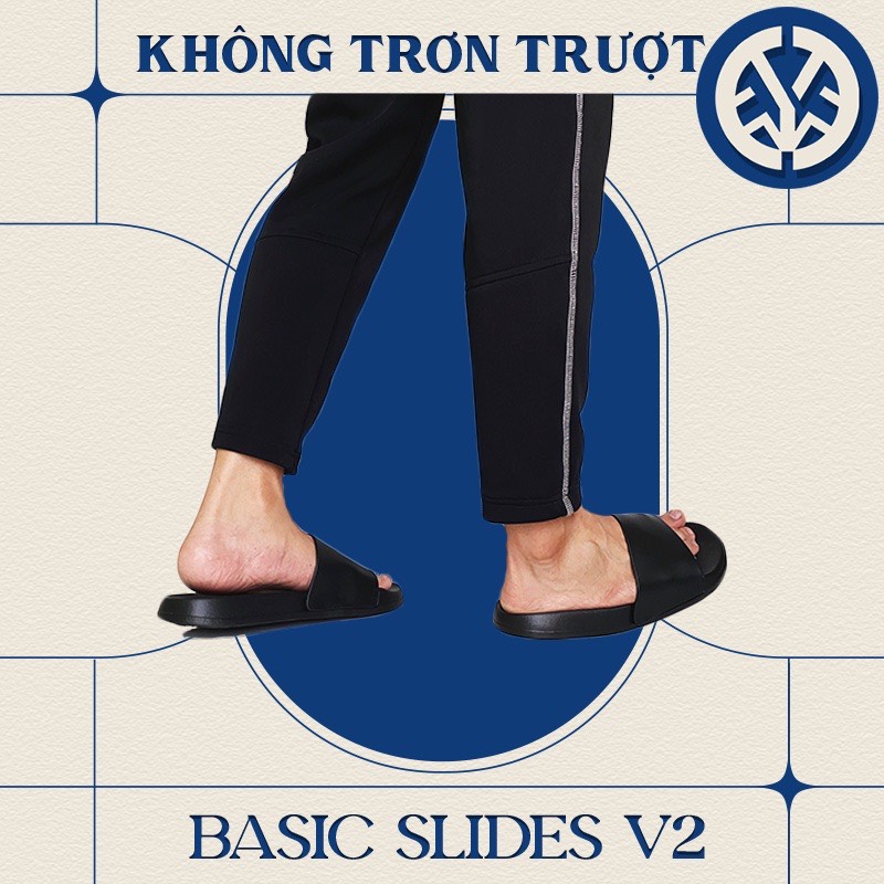 Dép Quai Ngang Basic Slides V2 - Đen/Trắng
