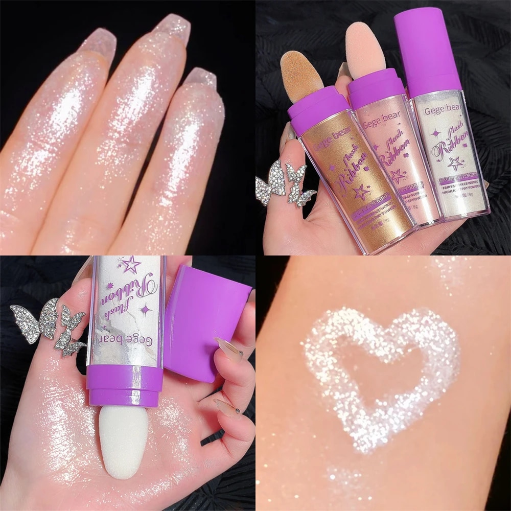 3colors Highlighter Glitter Fairy Powder Contour Shading Powder Shimmer Highlighter Stick Illuminator Makeup For Face Body. 