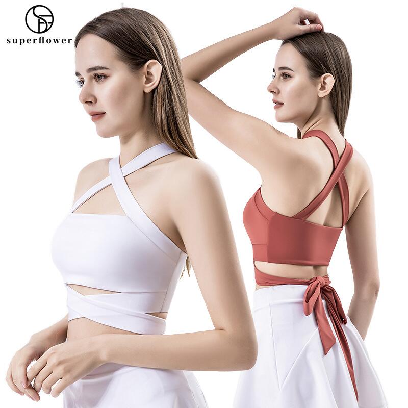 SUPERFLOWER Moda Yoga Fiess Canotta Cross Back Running Reggiseno antiurto assorbente del sudore per donna_voghion.com